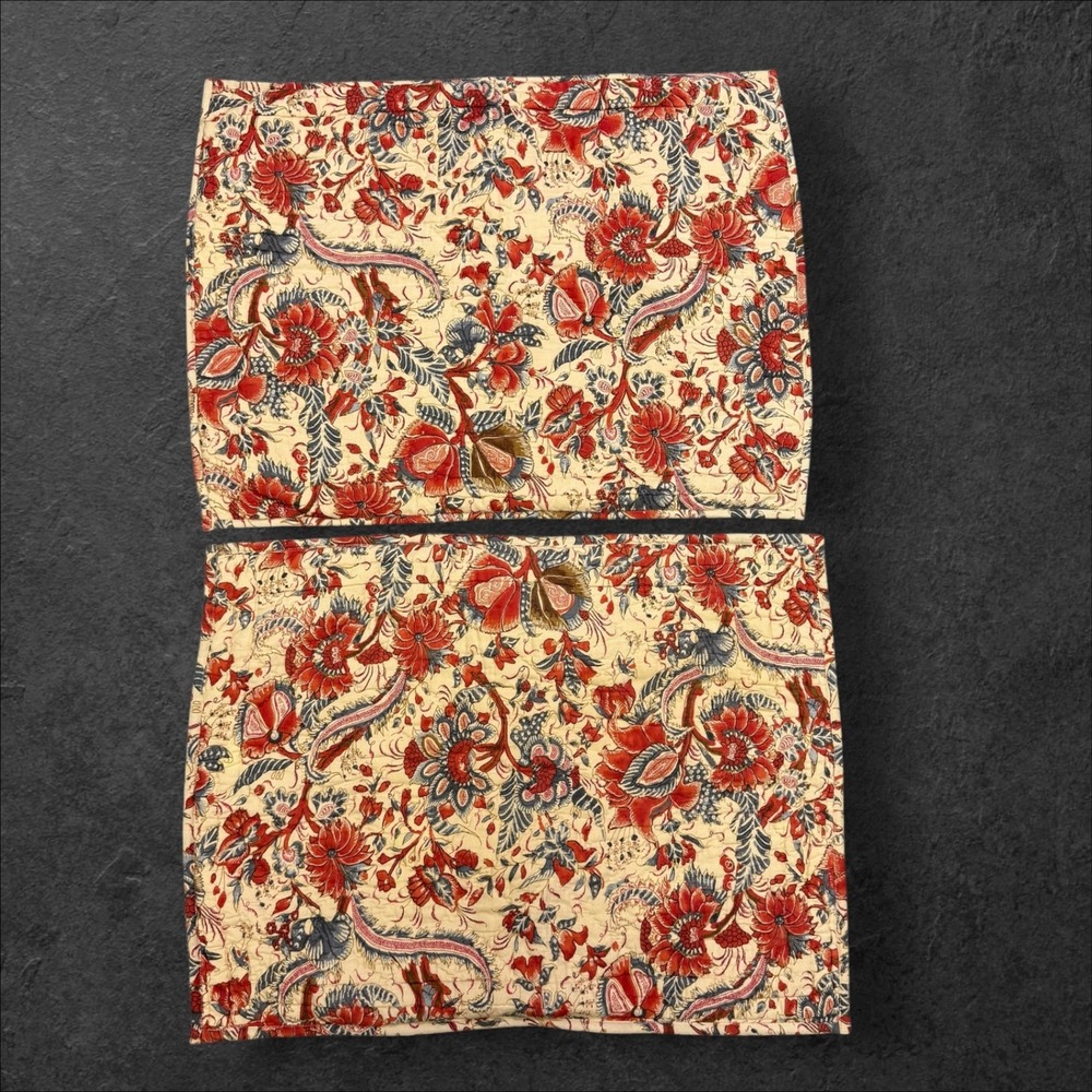 Pottery Barn Jordan Palampore Standard Quilted Pillow Shams Set of 2 Red Blue - Picture 6 of 7